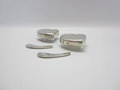 Elsa Peretti for Halston Glass and Steel Caviar Dishes with Spoons