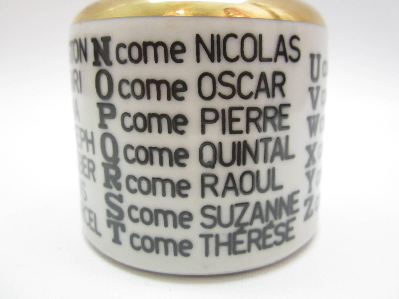 Mid-20th Century Piero Fornasetti Porcelain Ceramic and Gilt Insulator Paperweight For Sale