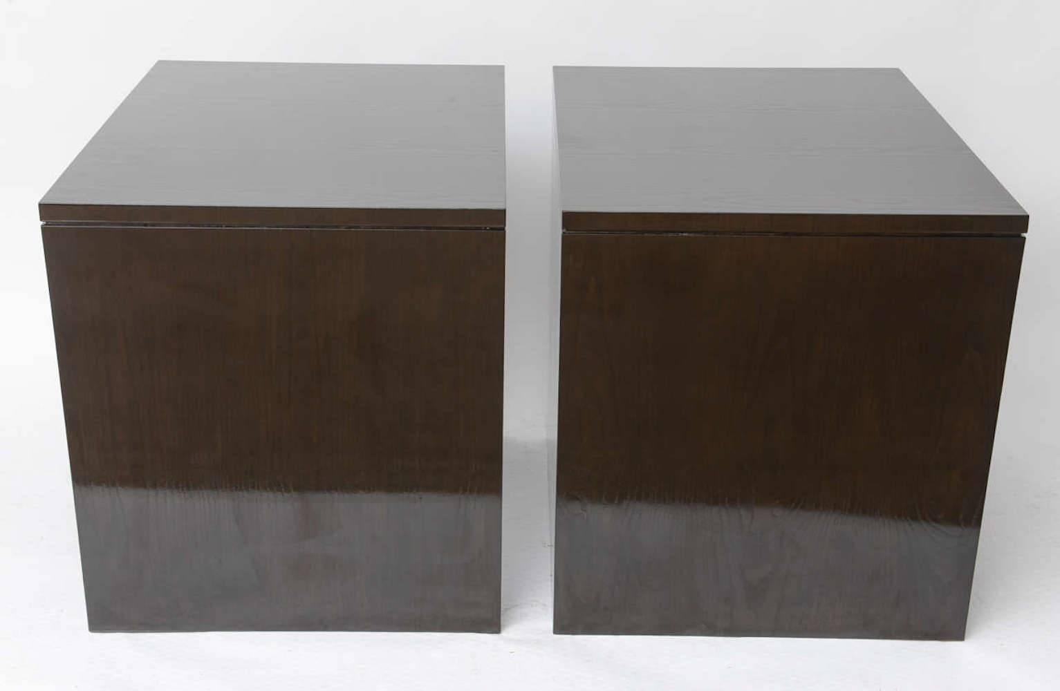 Pair of Ebonized Oak Inverted Chests of Drawers/ Bedside Tables   4