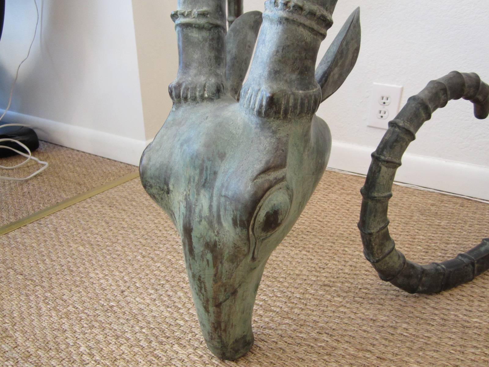 Pair of Patinated Bronze Ibex Dining Table Bases by Alain Chervet For Sale 1