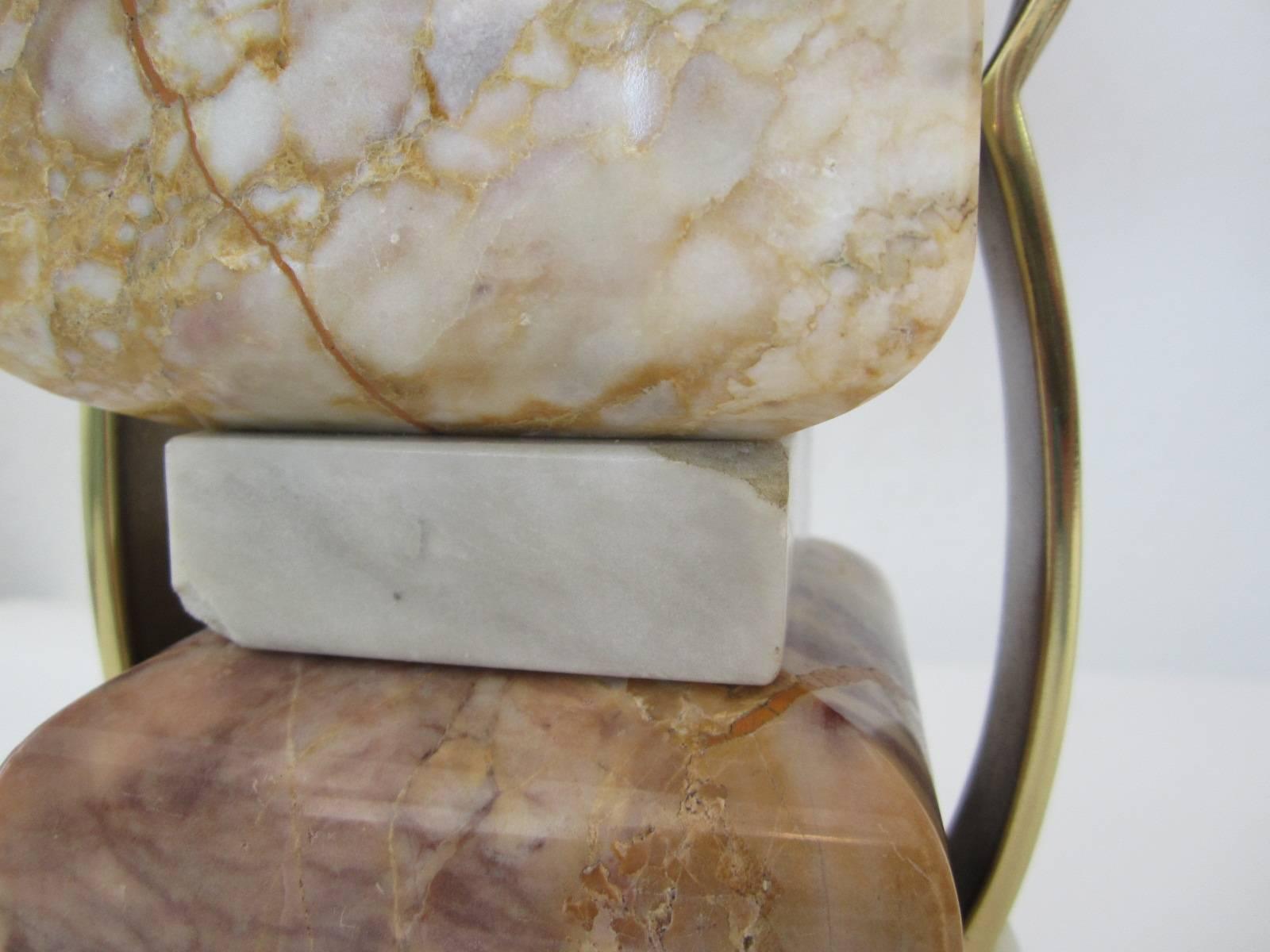 Pair of Stacked Marble Block Table Lamps For Sale 2