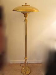 Pedestal Ball and Pole Solid Brass Standing Floor Lamp with Perforated Shade