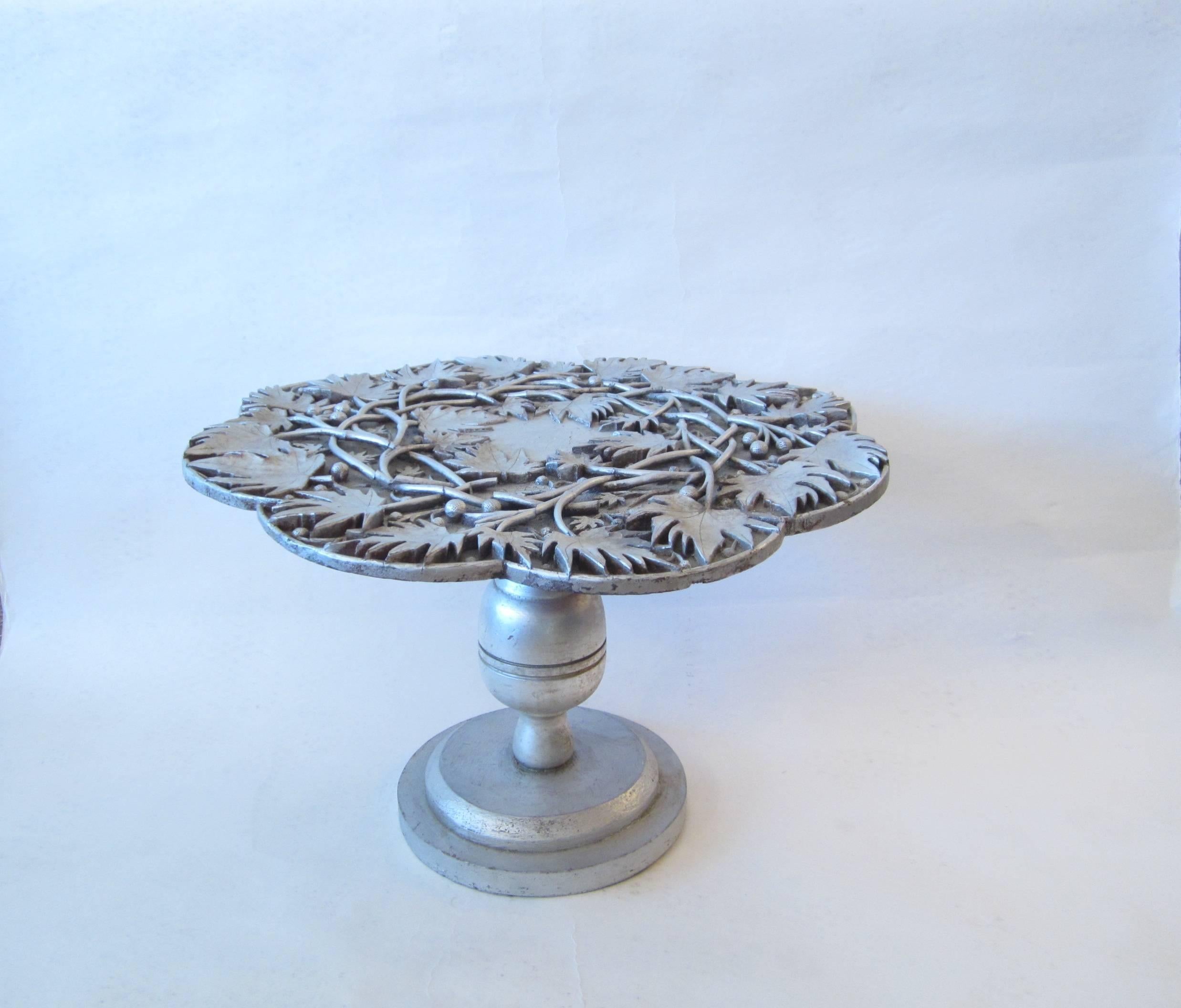 Silver leaf side table by James Mont, signed, see images. Totally original condition with age wear and repairs. 