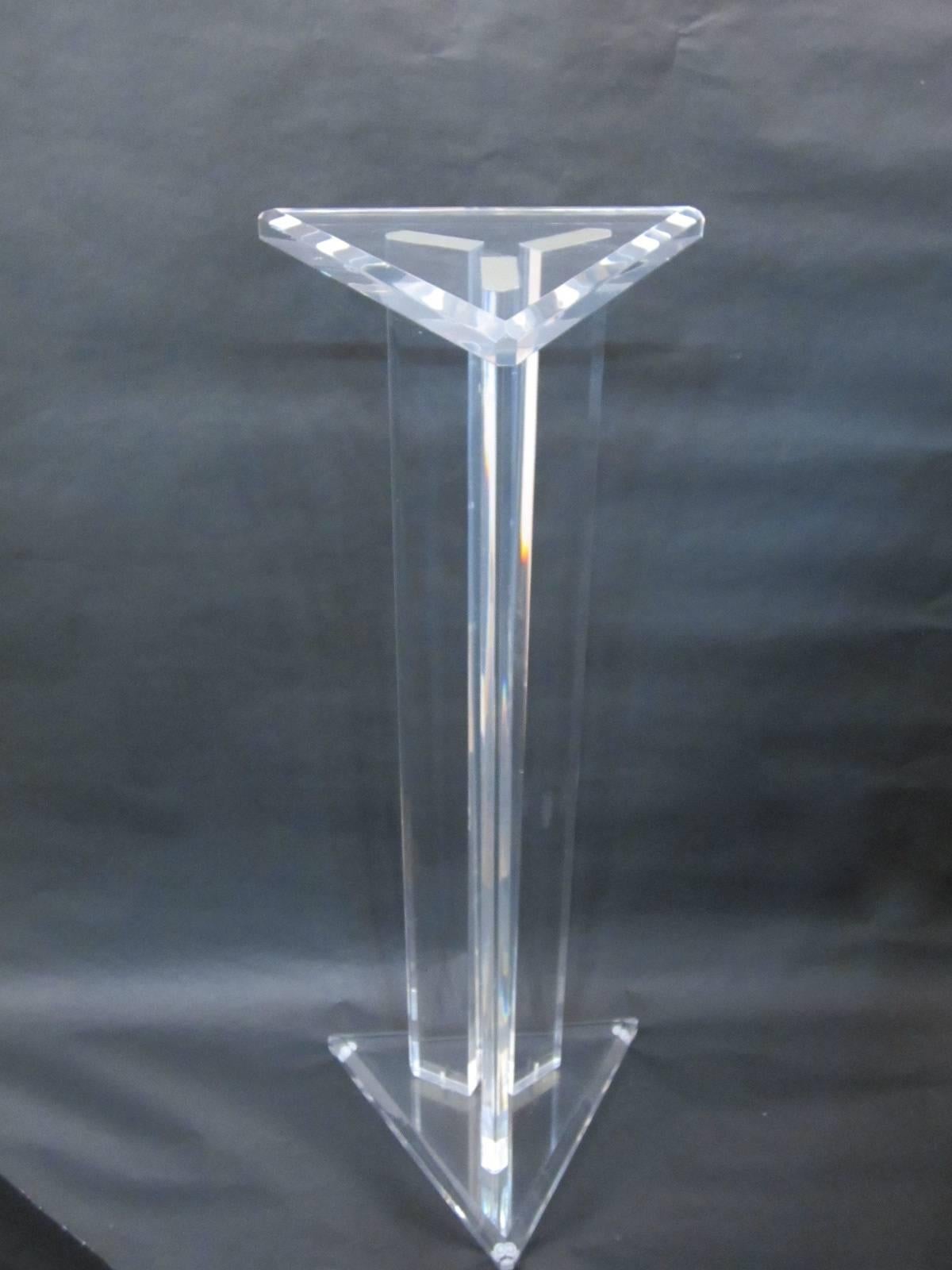 Lucite Triangular Three-Column Pedestal 2