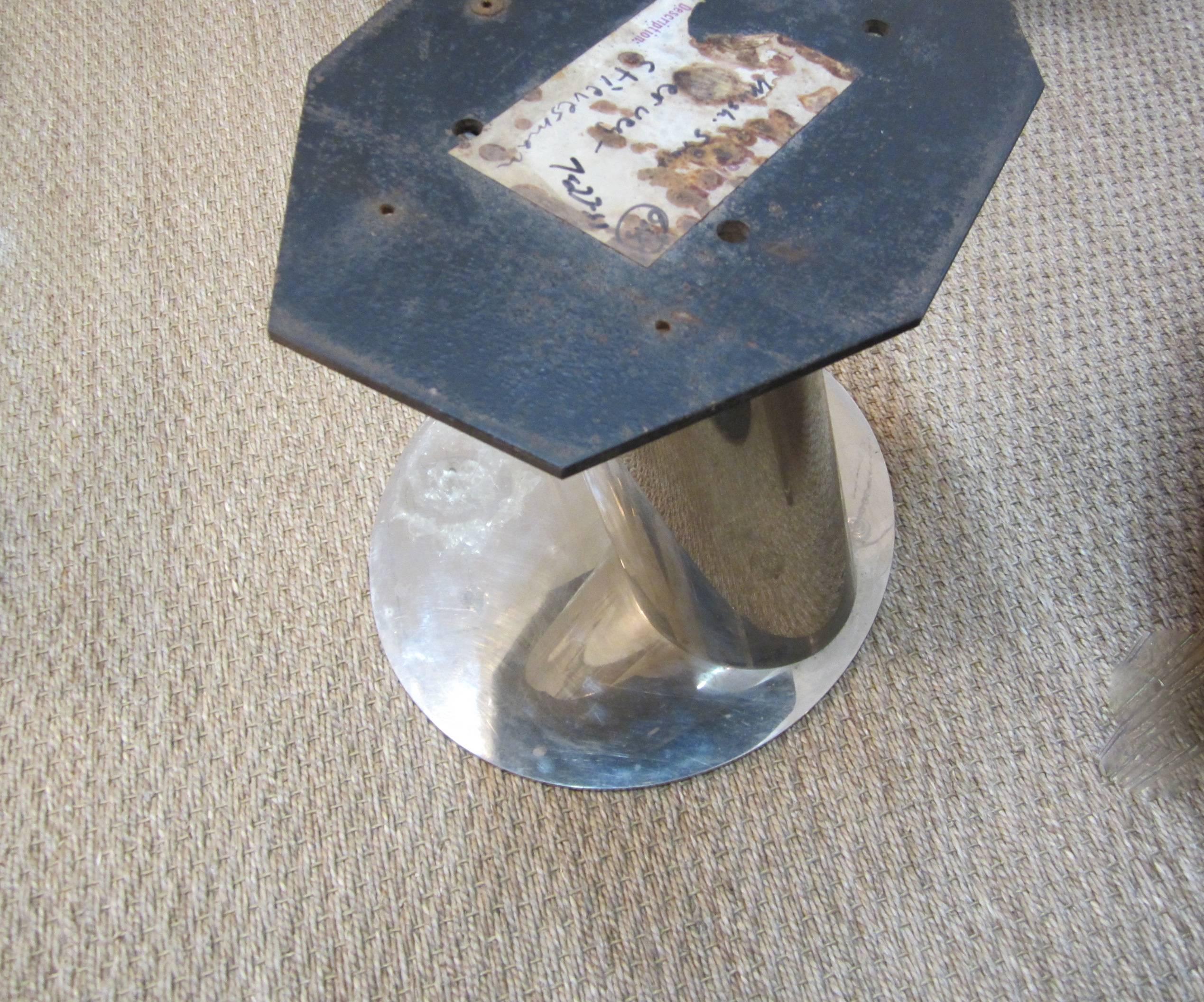 Karl Springer Cantilevered Steel and Cushion Stool  For Sale 3