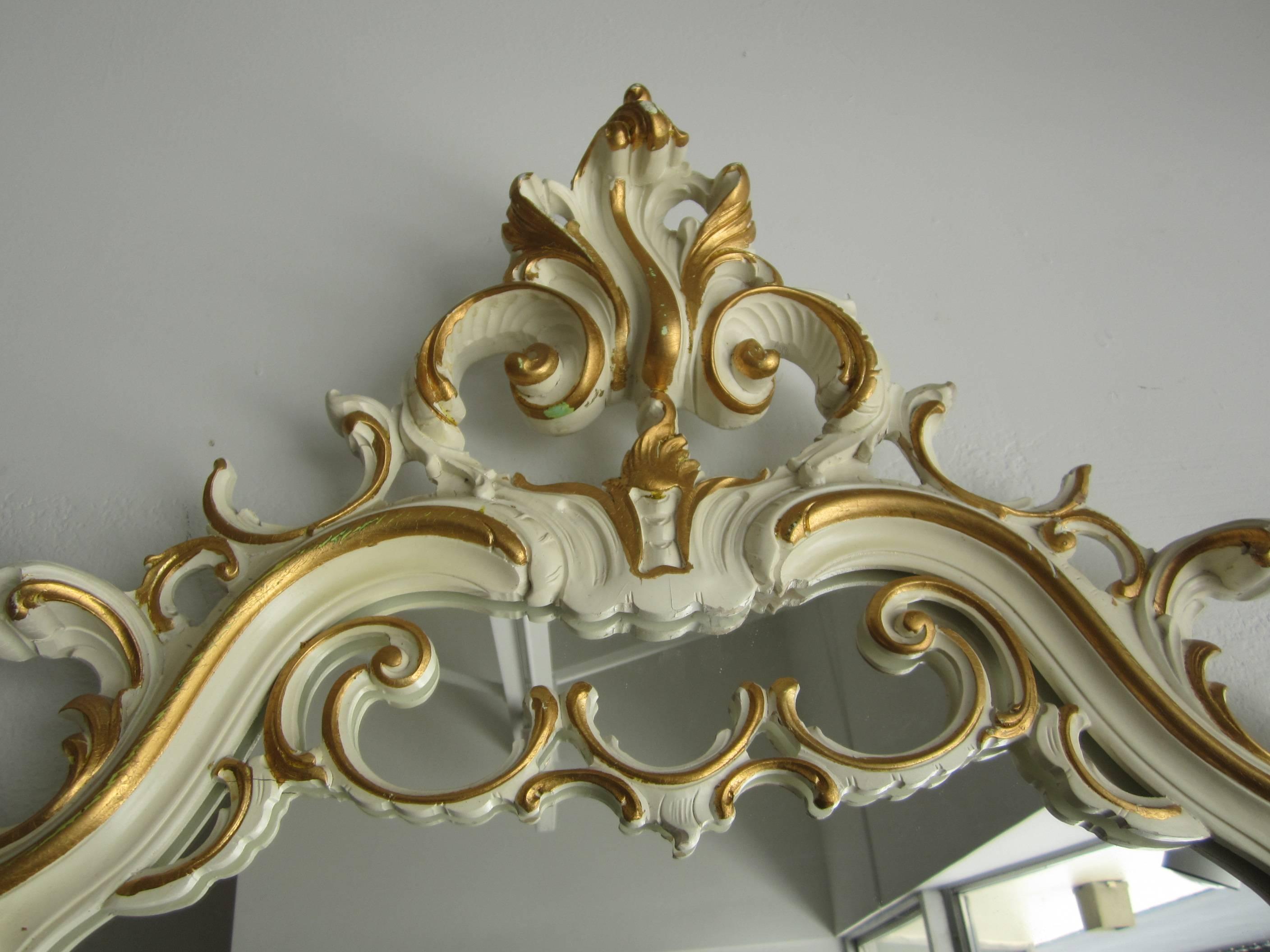 Carved Plaza Hotel NYC Original Gilded and Lacquered French Lobby Mirror 