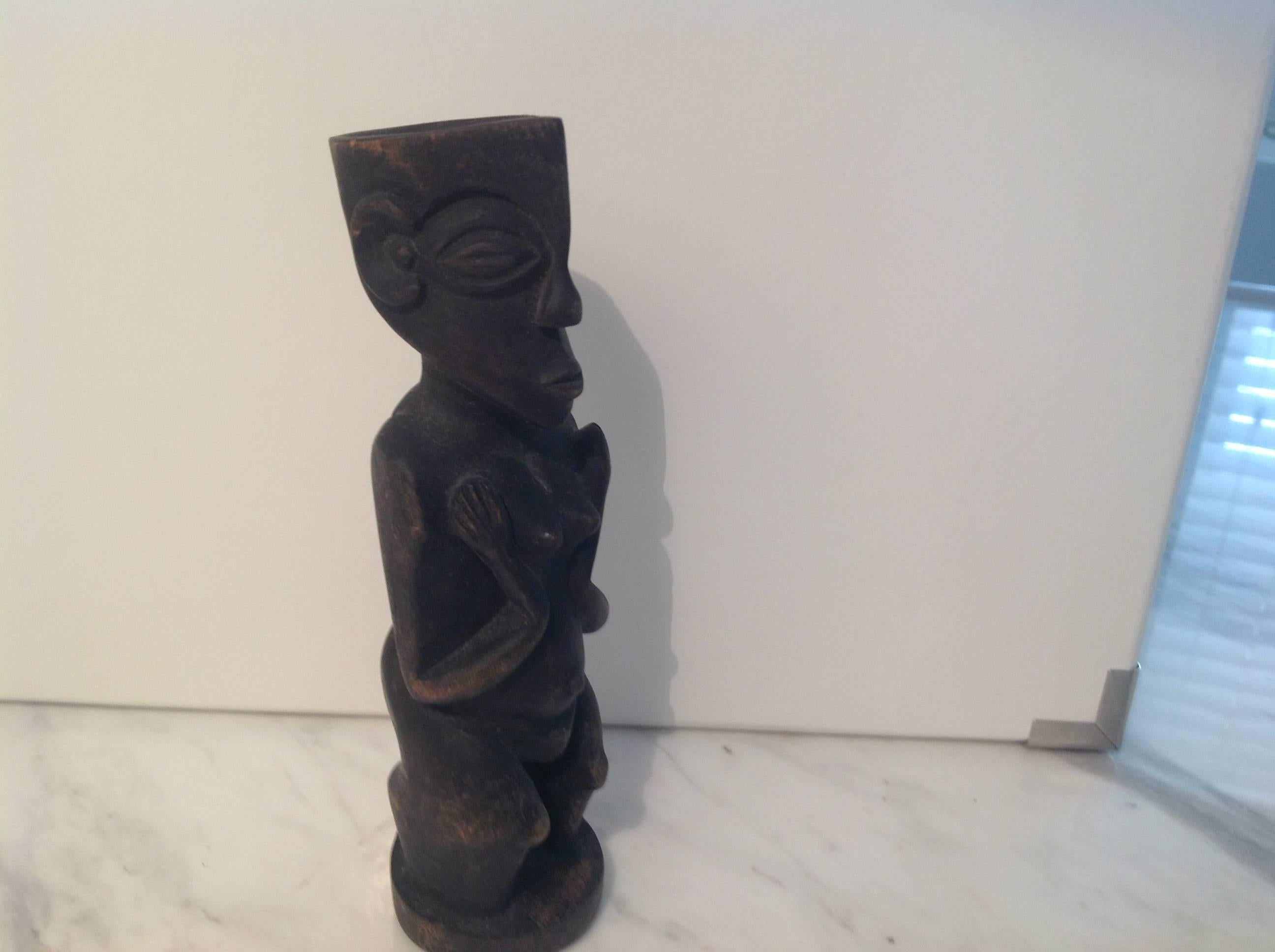 Carved Wood Tribal Figure  In Good Condition In Miami, FL