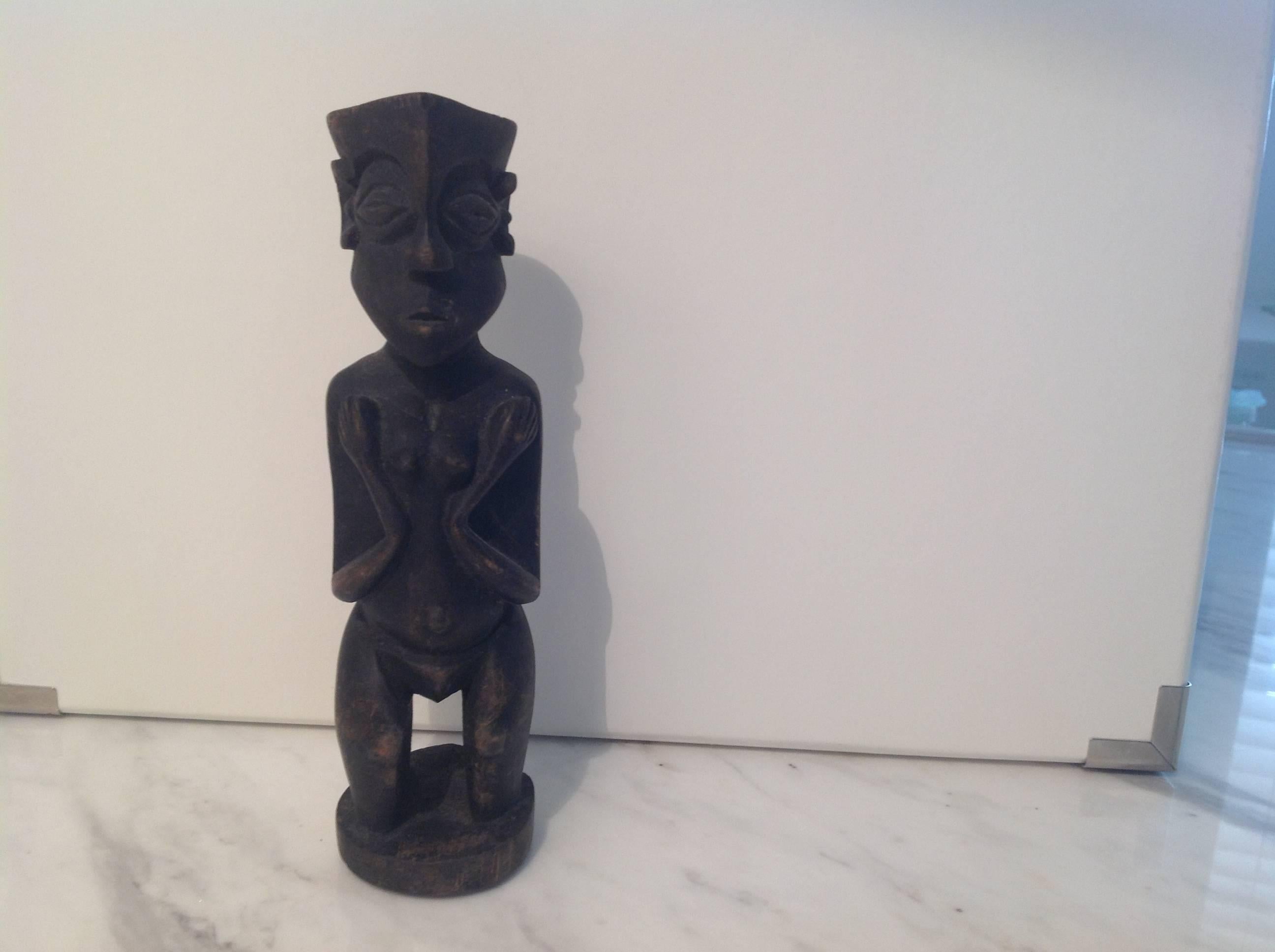 20th Century Carved Wood Tribal Figure 