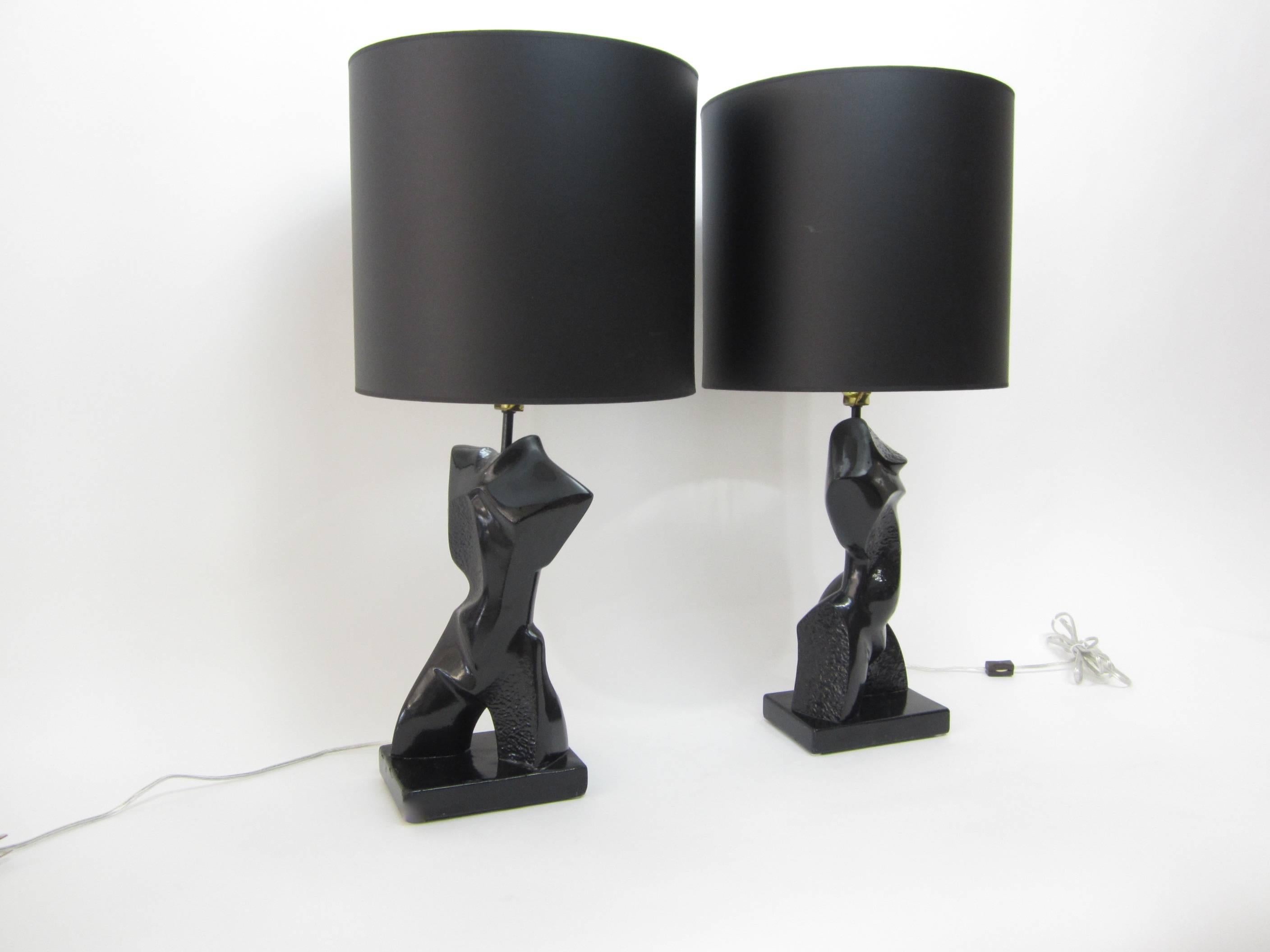 American Pair of Heifetz Abstract Chalk-Plaster Lamps   For Sale