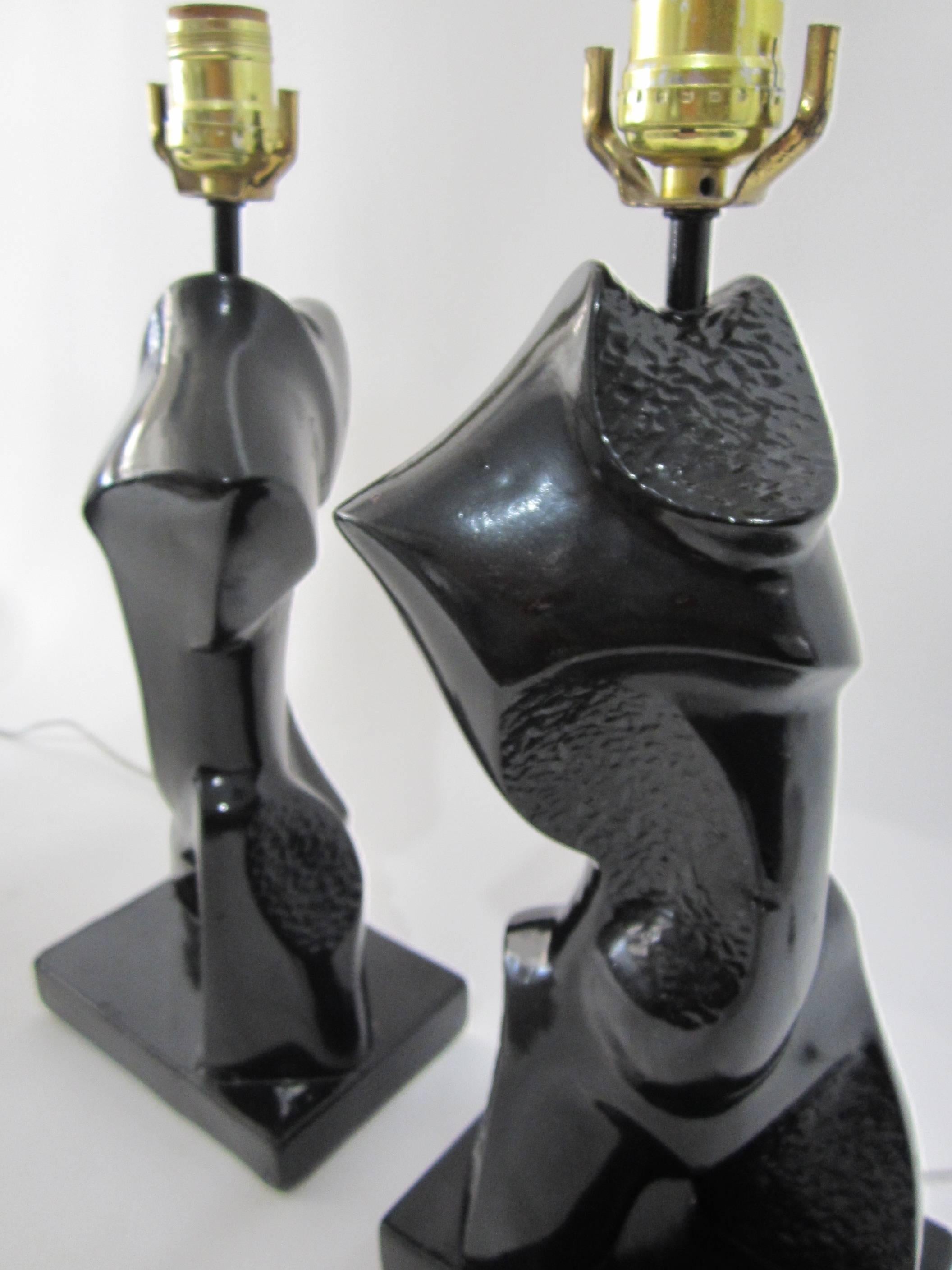 Pair of Heifetz Abstract Chalk-Plaster Lamps   For Sale 1