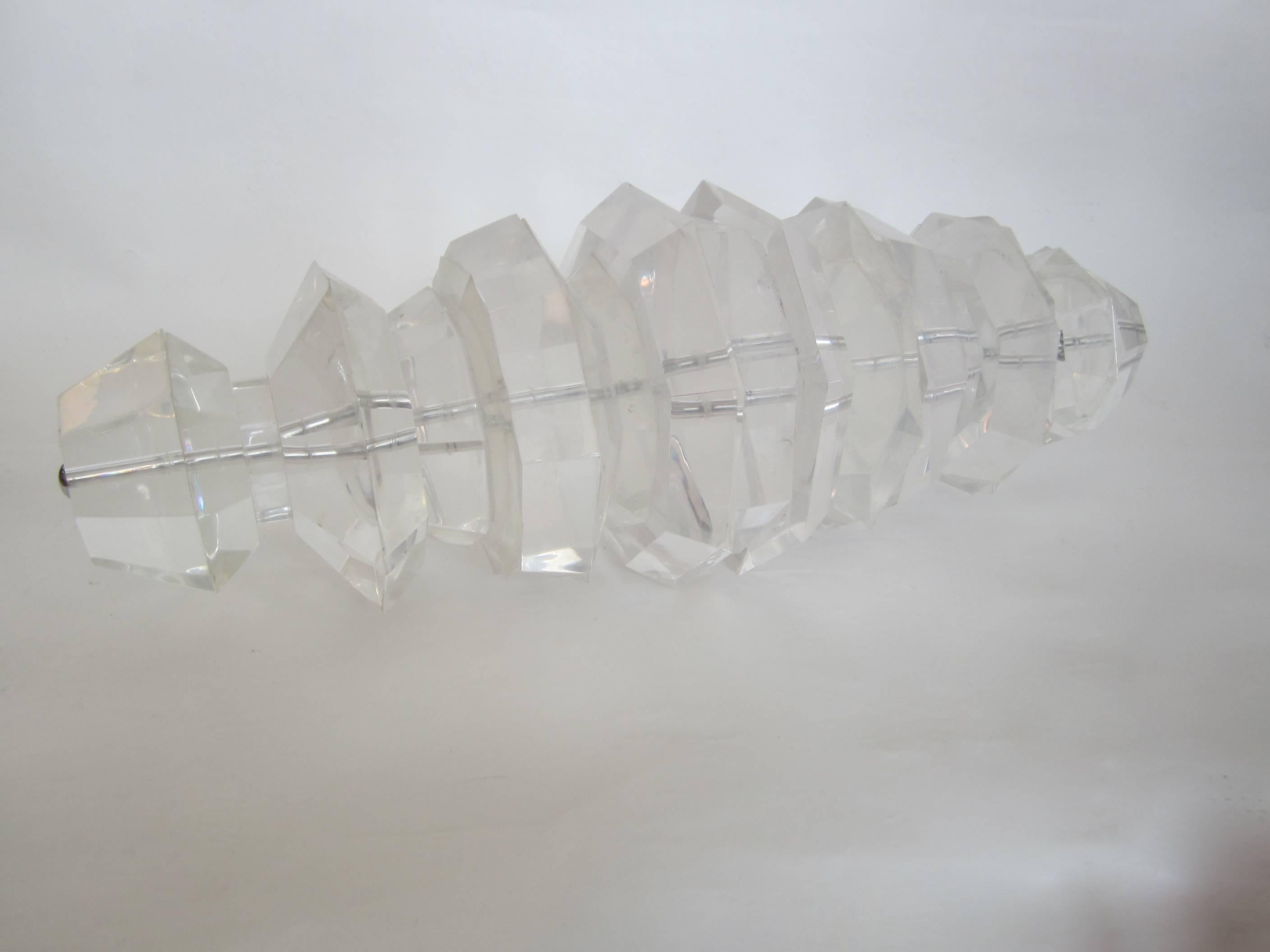 American Impressive and Heavy Faceted Lucite Sculpture, Signed and Numbered  For Sale