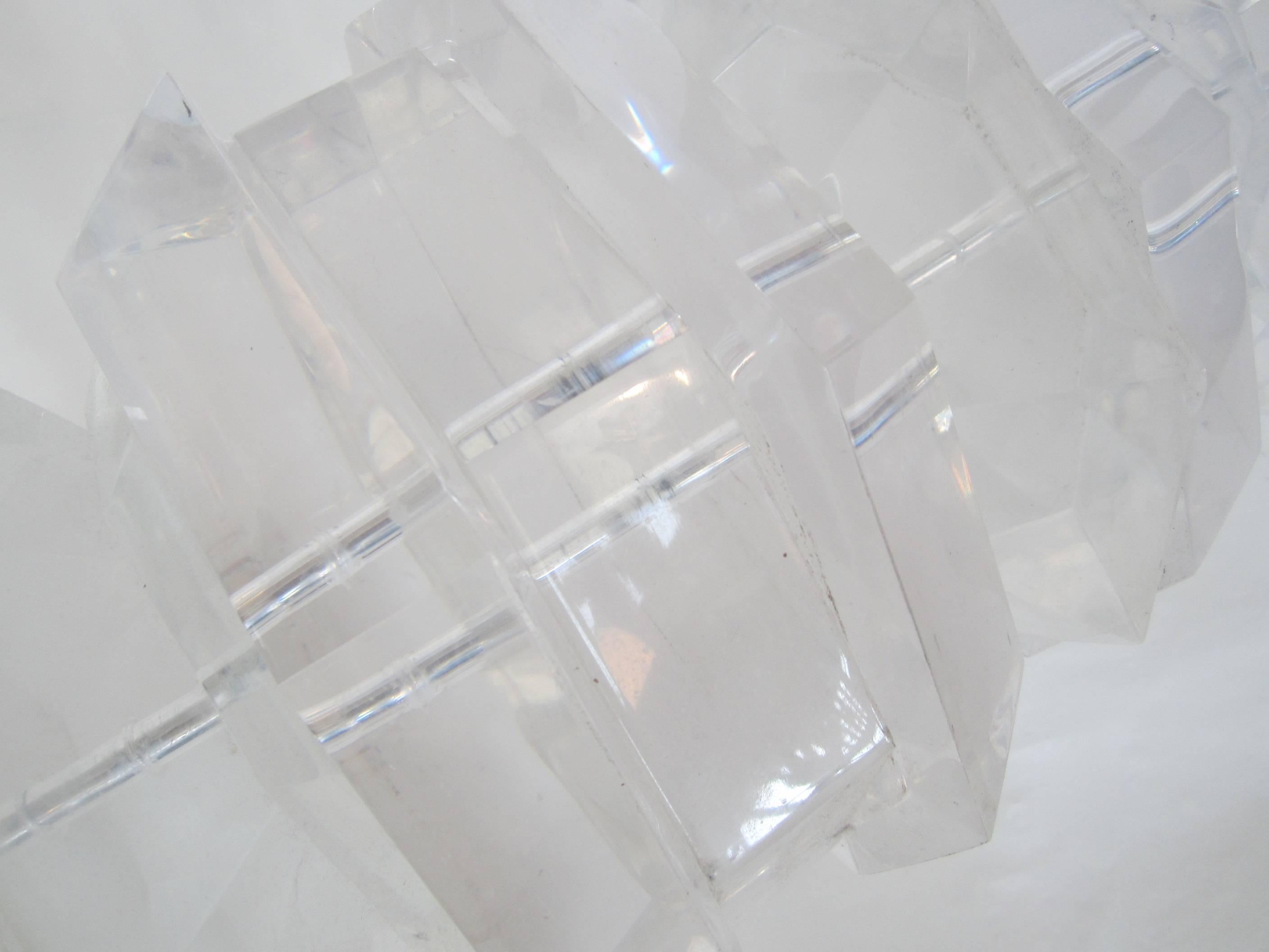 Late 20th Century Impressive and Heavy Faceted Lucite Sculpture, Signed and Numbered  For Sale