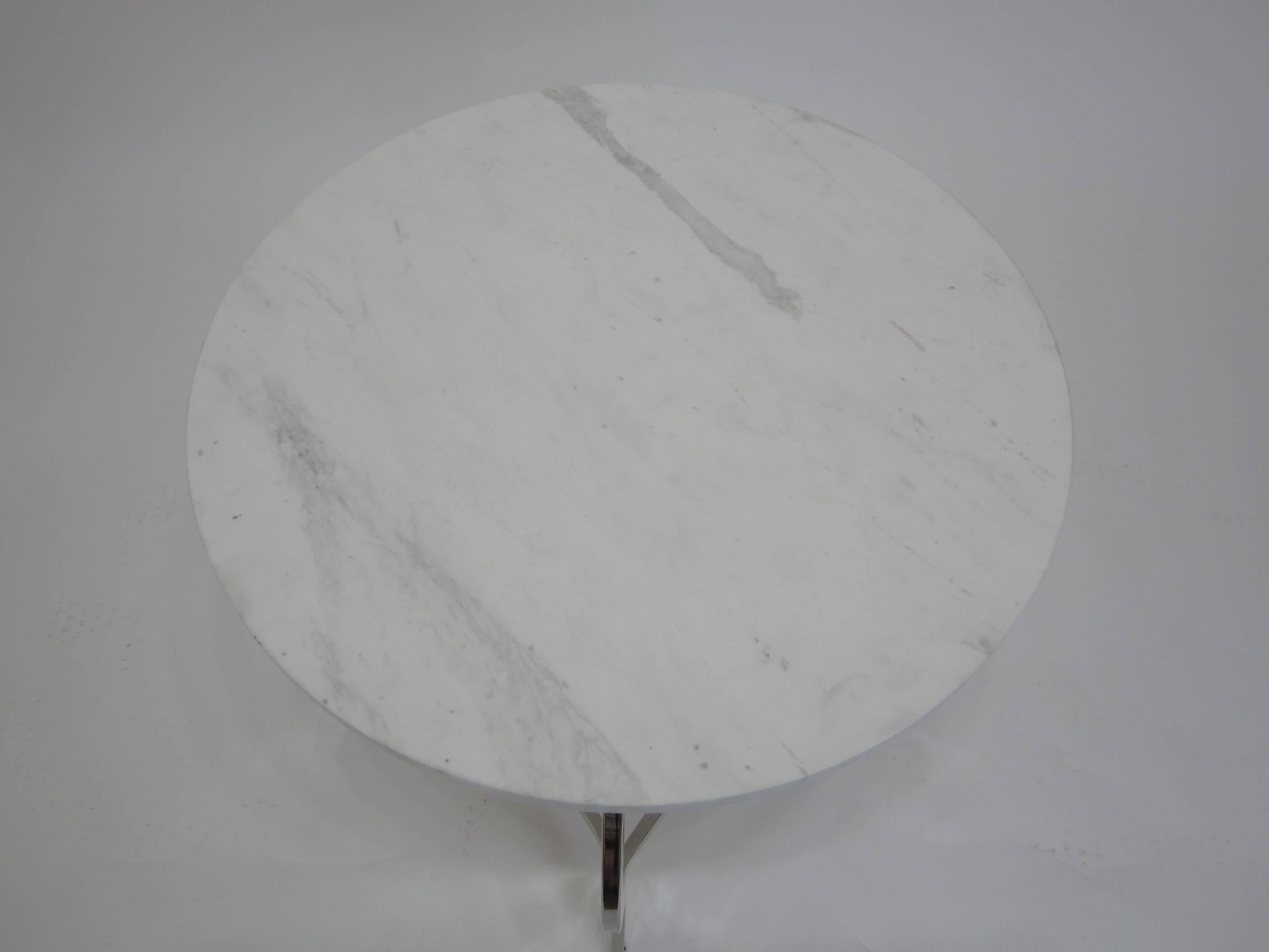 American Marble-Top Side Table with Classic Nickeled Frame For Sale