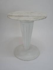 Marble-Top Fluted Pedestal Side Table