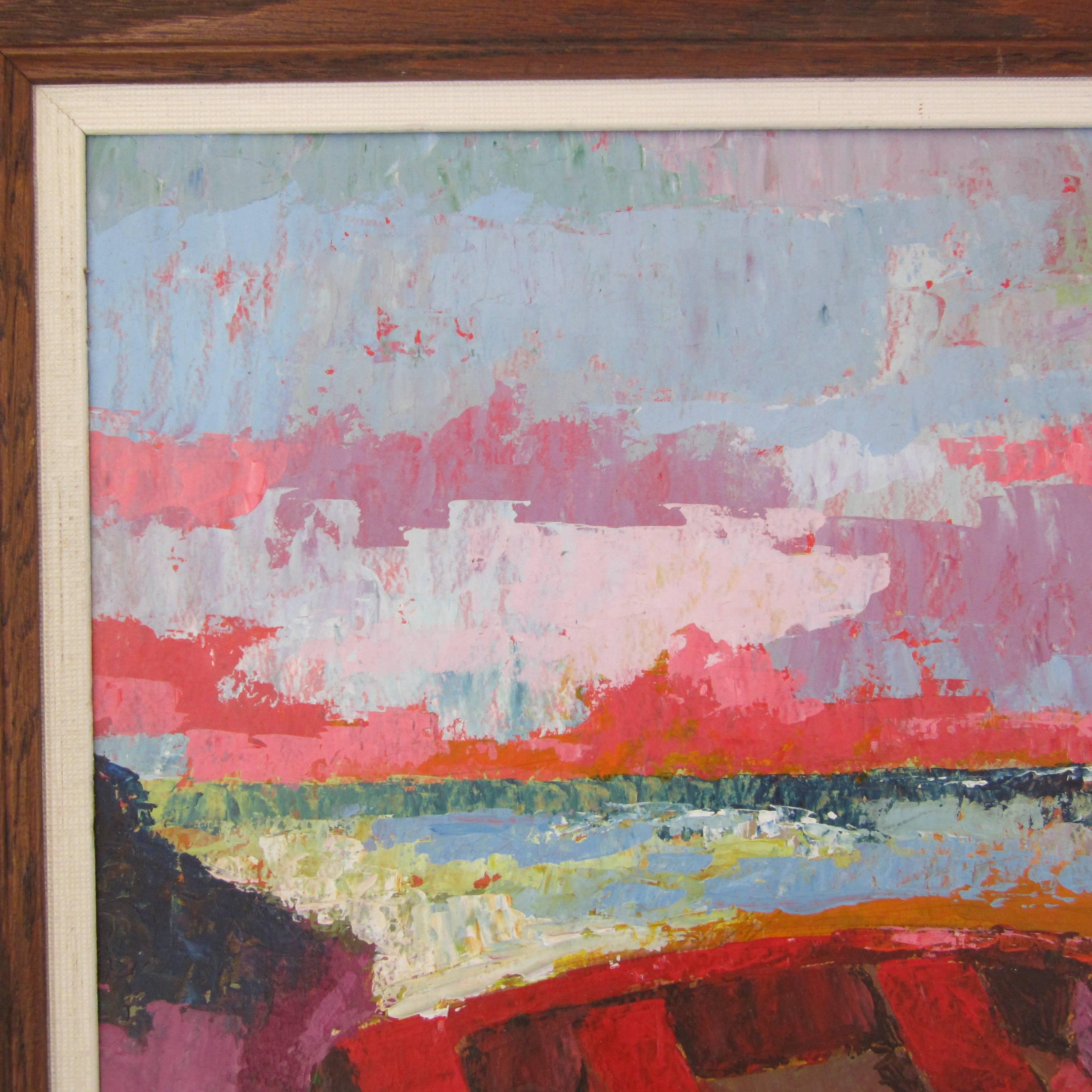 Mid-20th Century Midcentury Seascape Painting Artist Signed, Alfaro For Sale