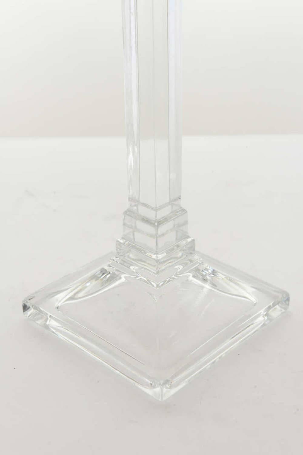 Pair of Glass Federal-Style Candlesticks In Good Condition In Miami, FL