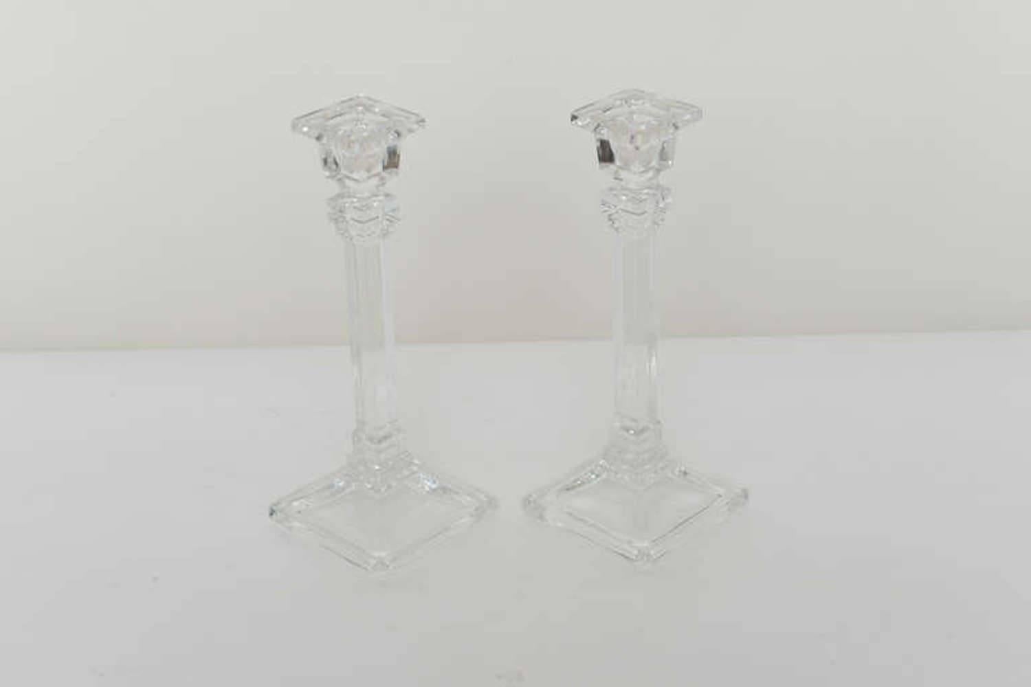 Pair of Glass Federal-Style Candlesticks 1