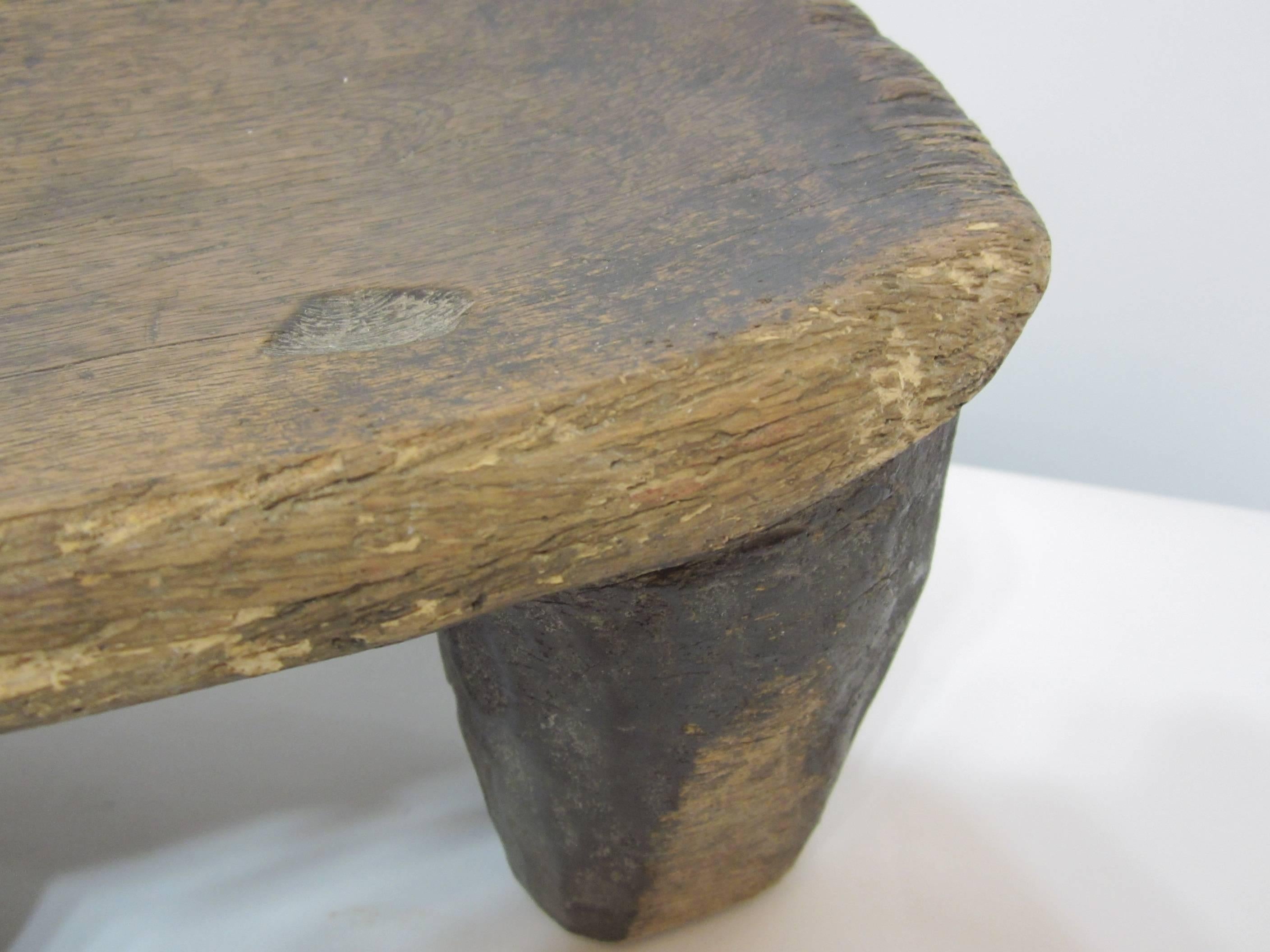 Hand-Carved Solid Carved Wood Stool 