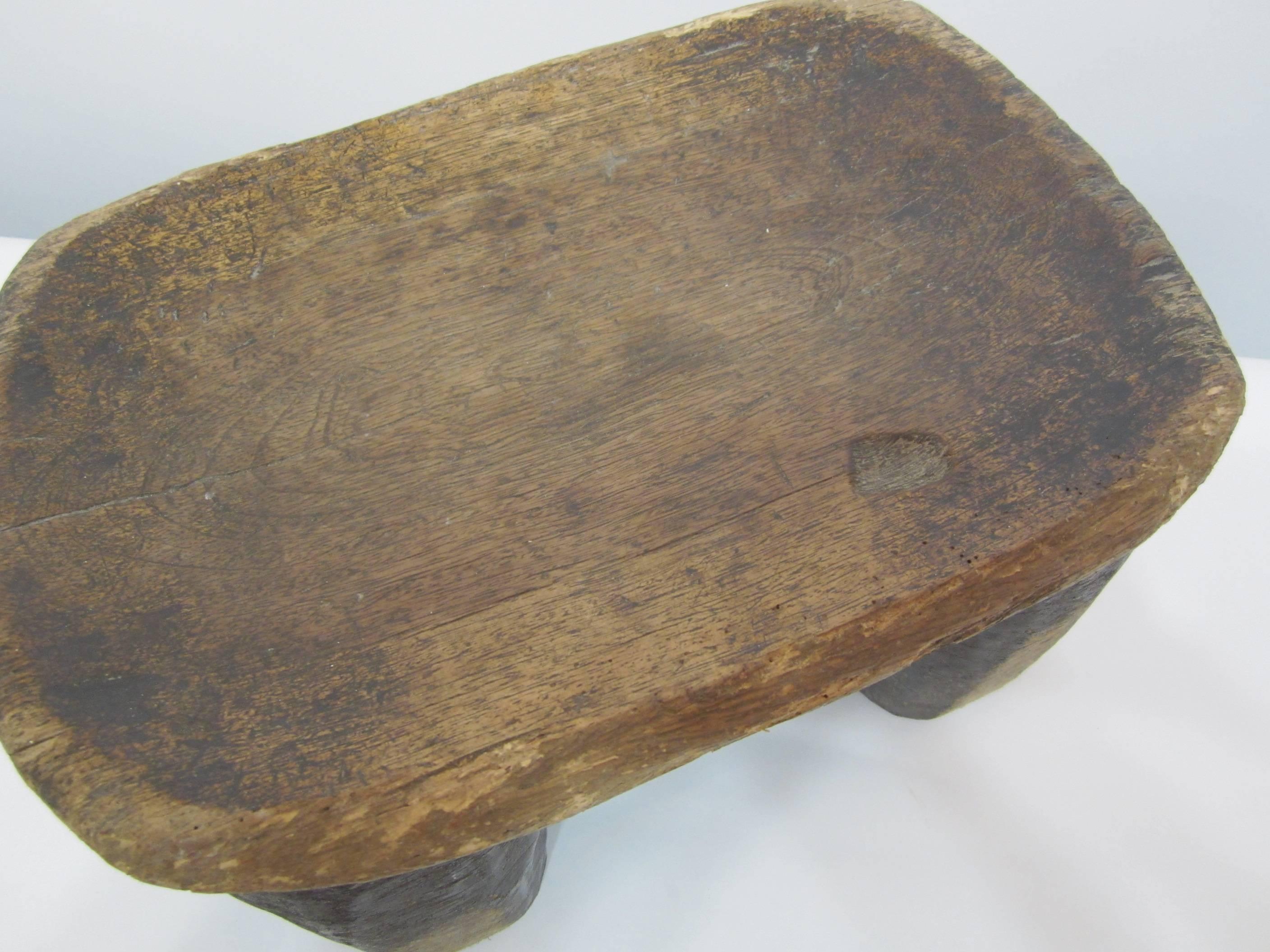 20th Century Solid Carved Wood Stool 
