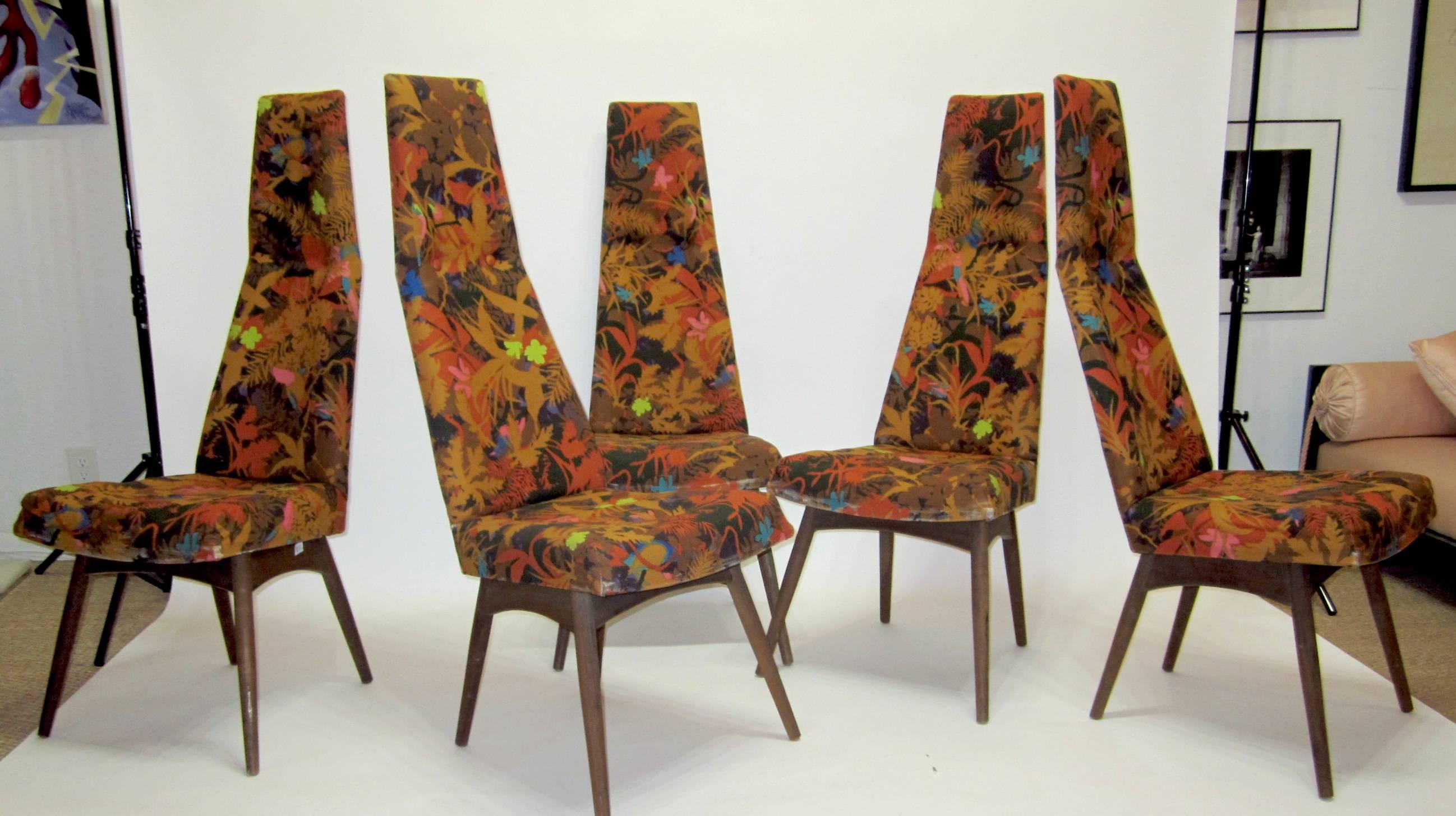 American Adrian Pearsall High Back Dining Chairs, Group of Five For Sale