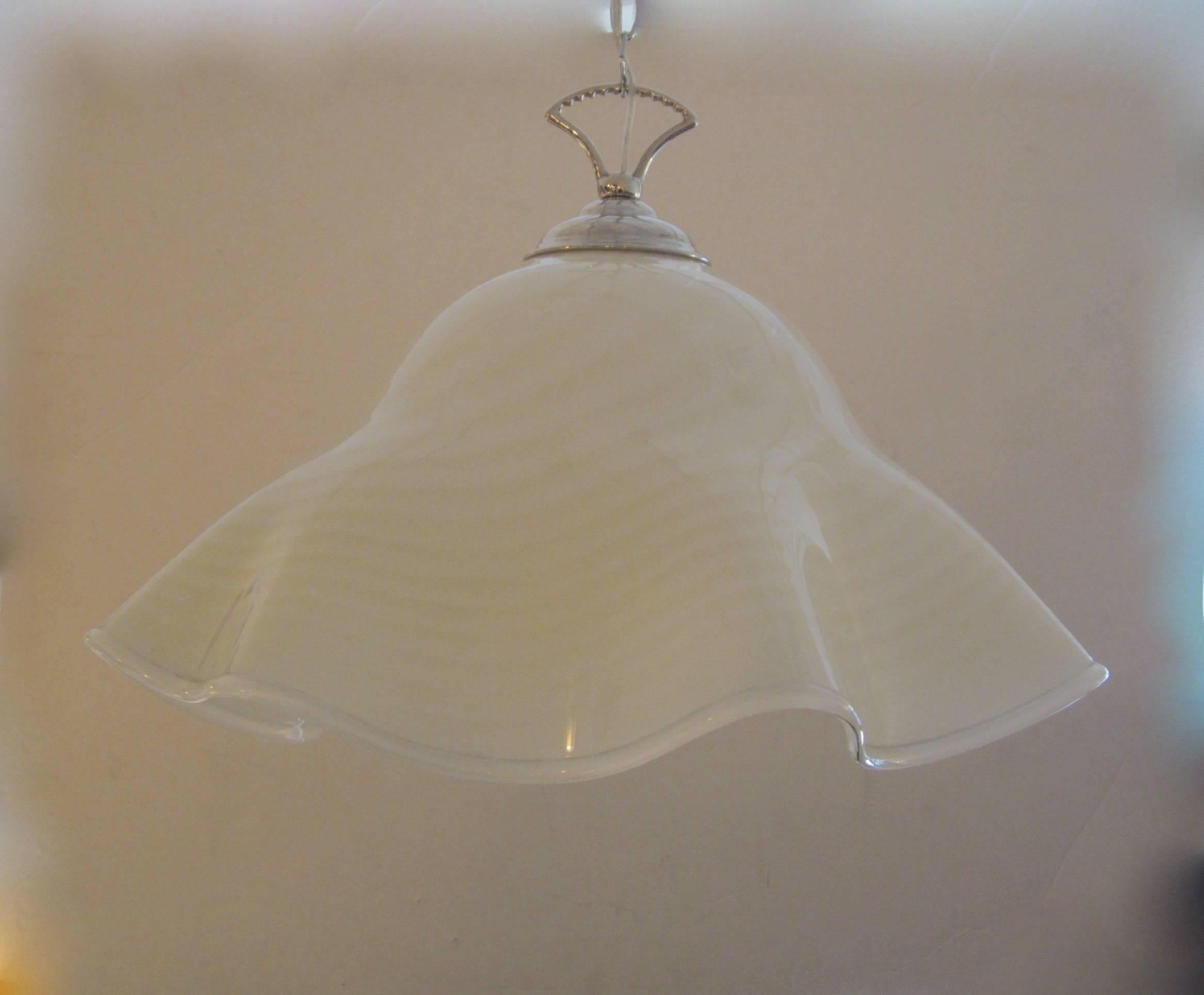 Blown Glass Vintage Murano Handblown Glass Hanging Pendant Light