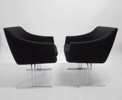 Pair of Hugh Acton Chrome Frame Lounge Chairs