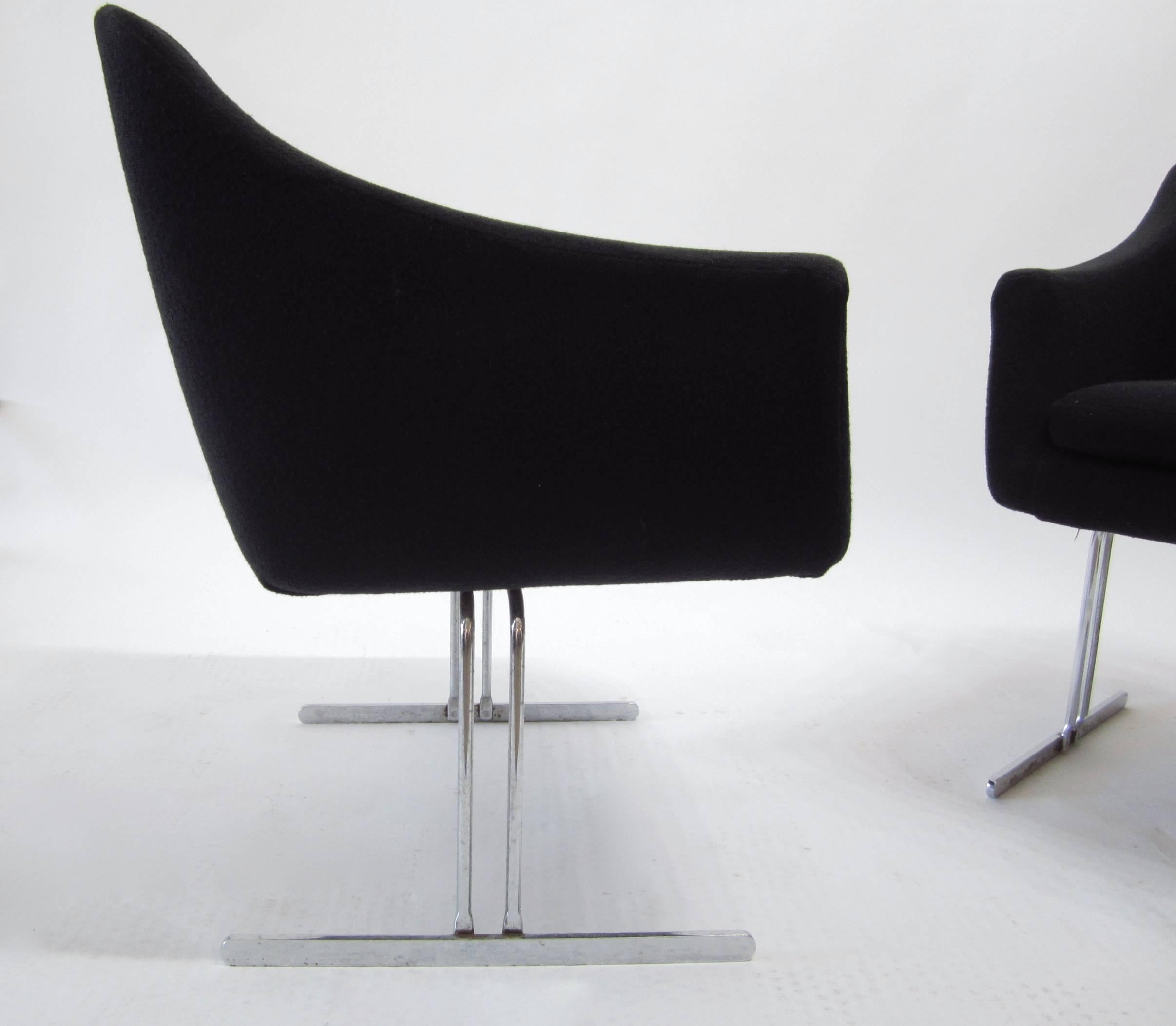 Late 20th Century Pair of Hugh Acton Chrome Frame Lounge Chairs For Sale