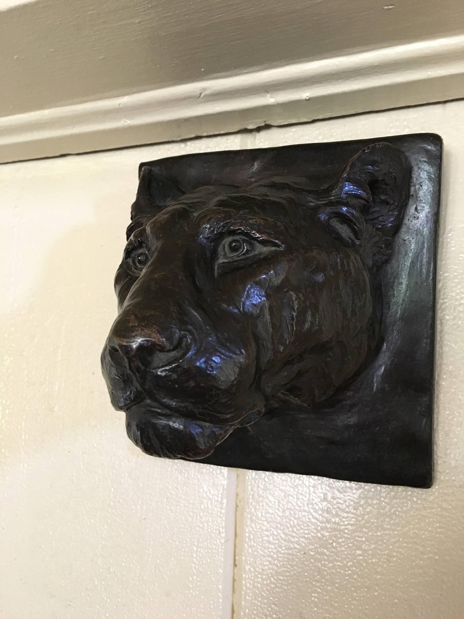 Art Deco Solid Bronze Wall Sculpture of Panther by Margaret H. Wiechmann and Gorham Co For Sale