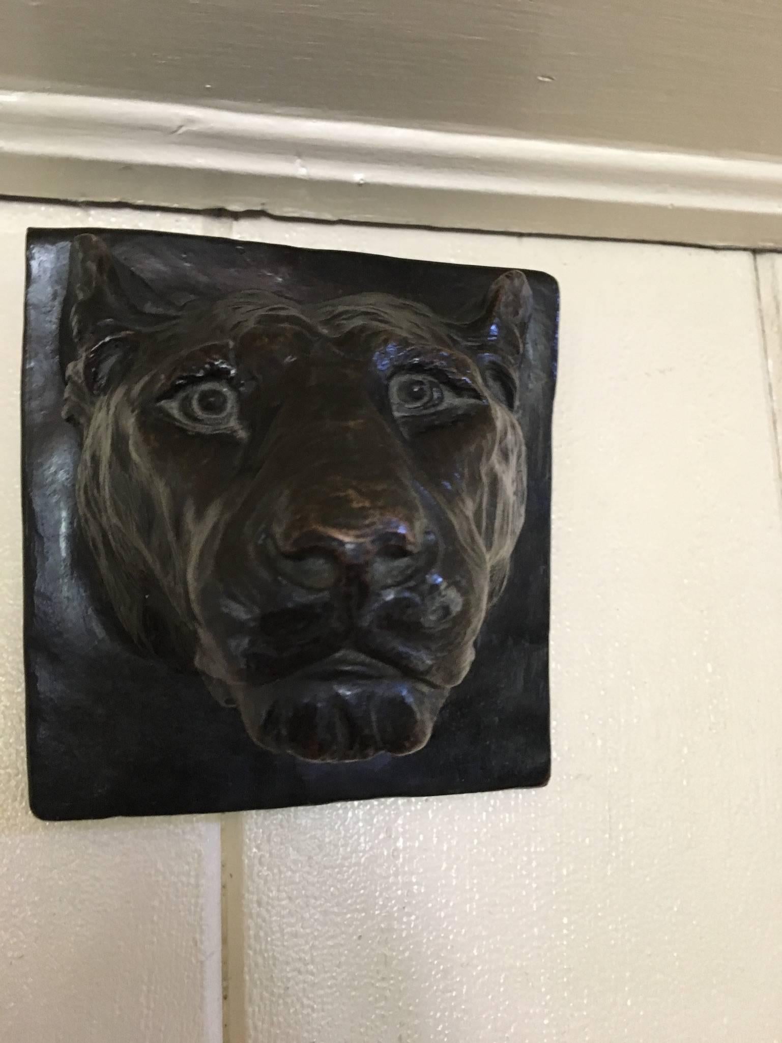 Solid Bronze Wall Sculpture of Panther by Margaret H. Wiechmann and Gorham Co For Sale 4