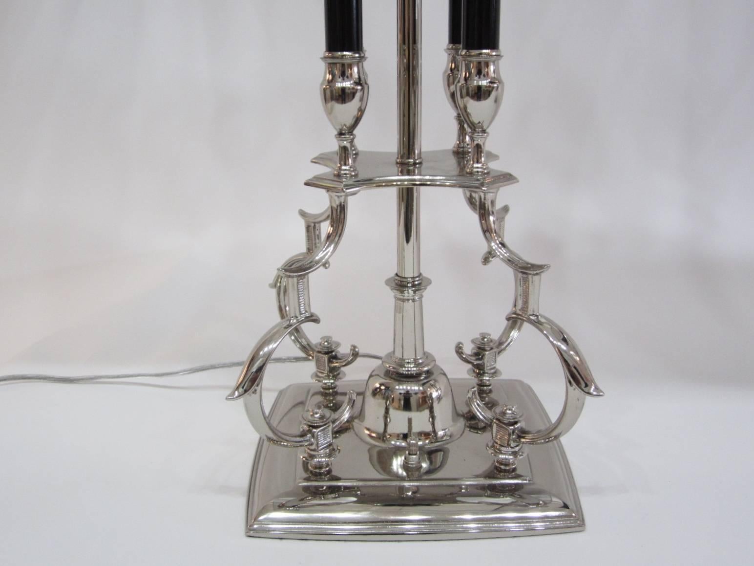 Mid-20th Century Pair of 1950s Metal Lamps with Impressive Black and Silver Shades