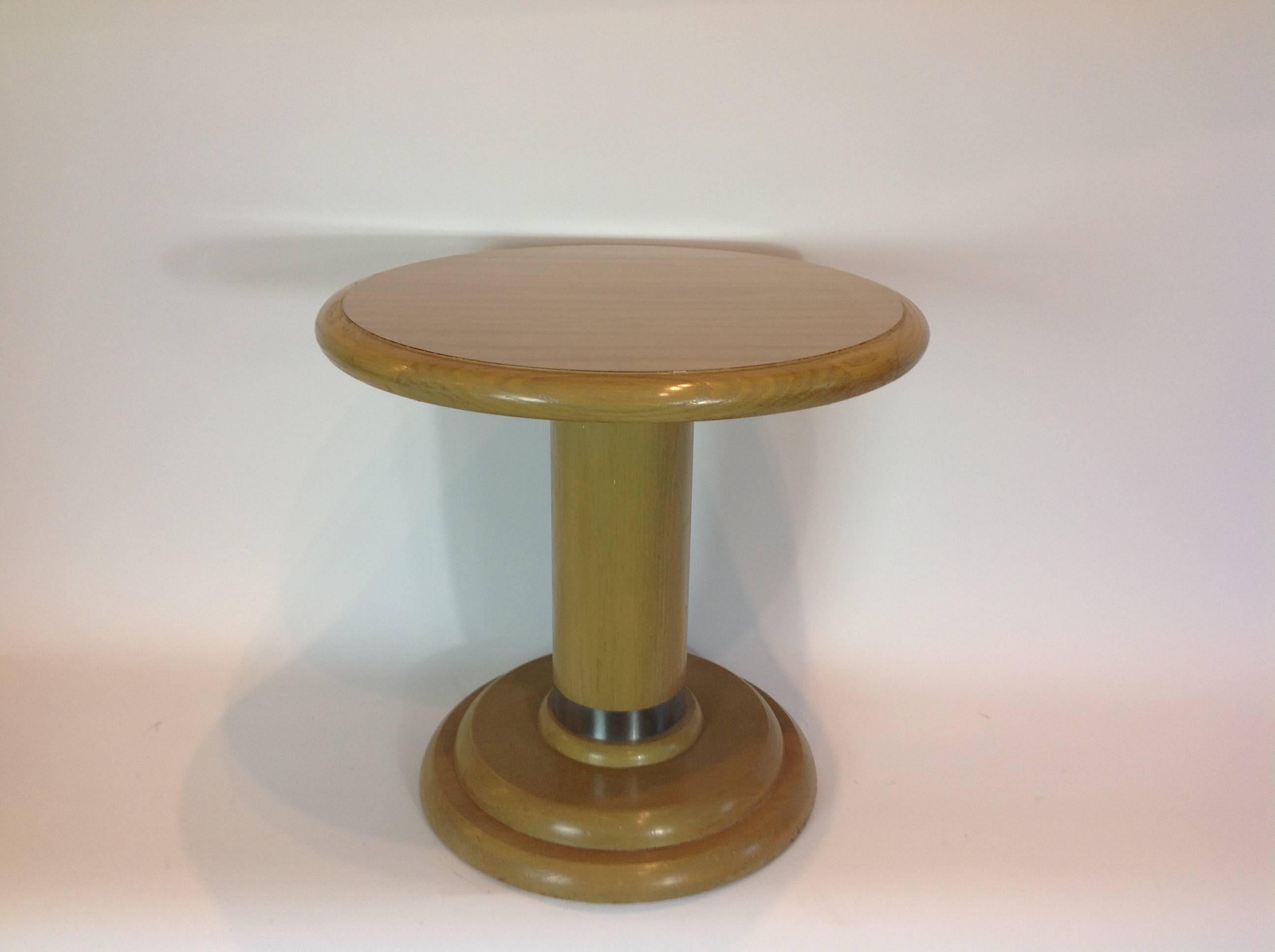 Steel Art Deco Inspired Side Table For Sale