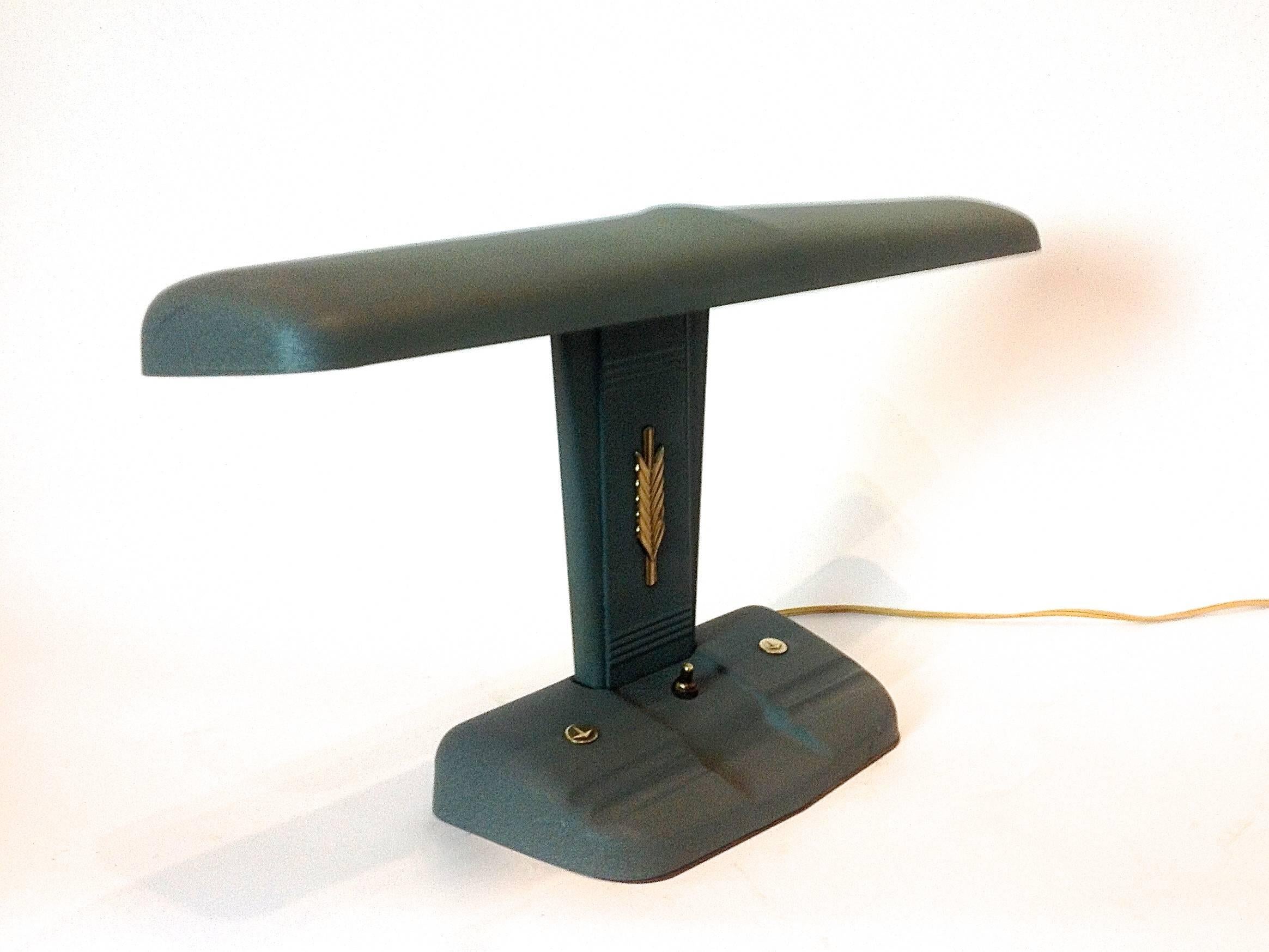 Green Pebbled Metal Industrial Office Desk Lamp 4