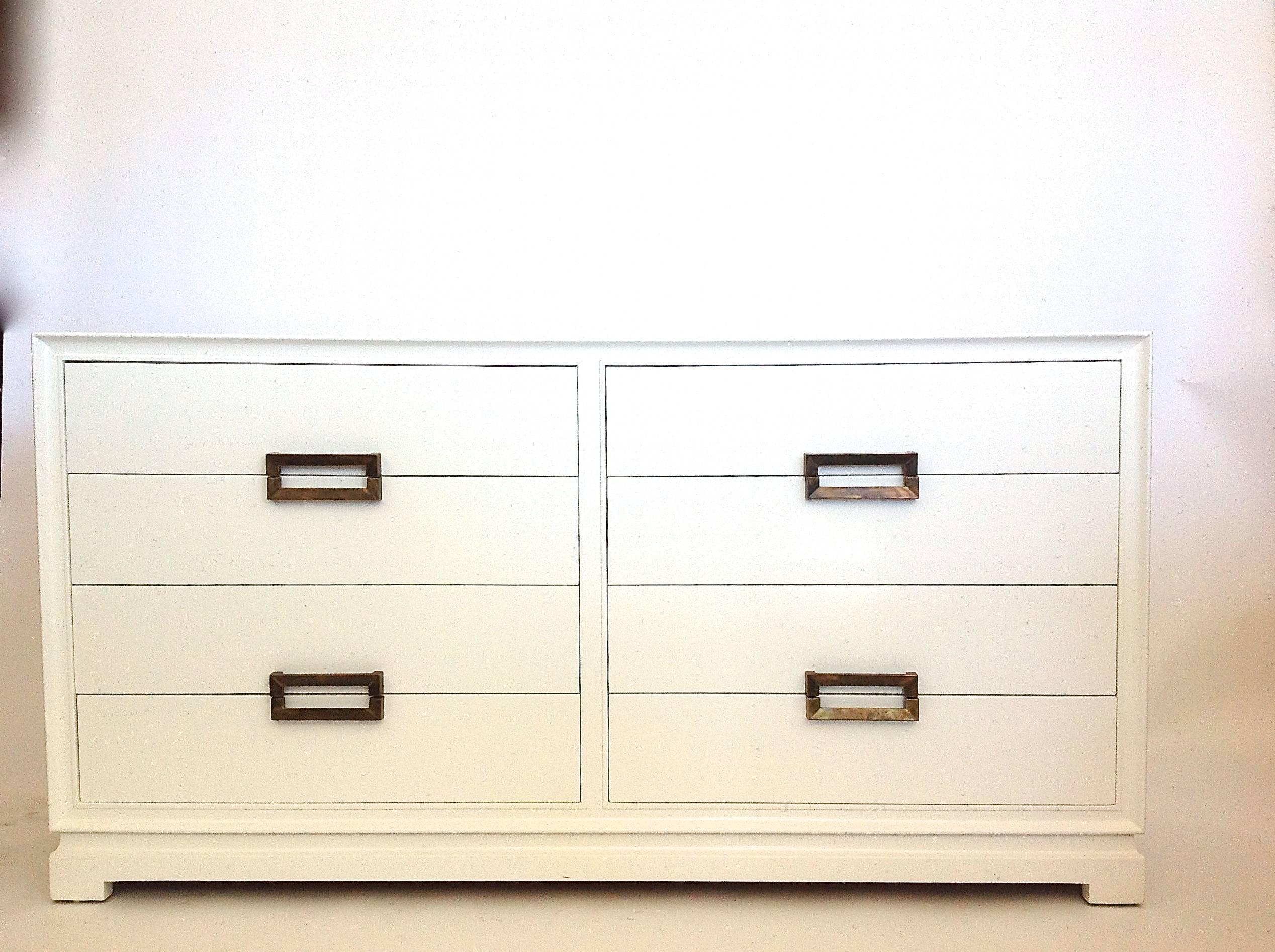 Midcentury Lacquered Eight-Drawer Side-By-Side Chest of Drawers  For Sale 1