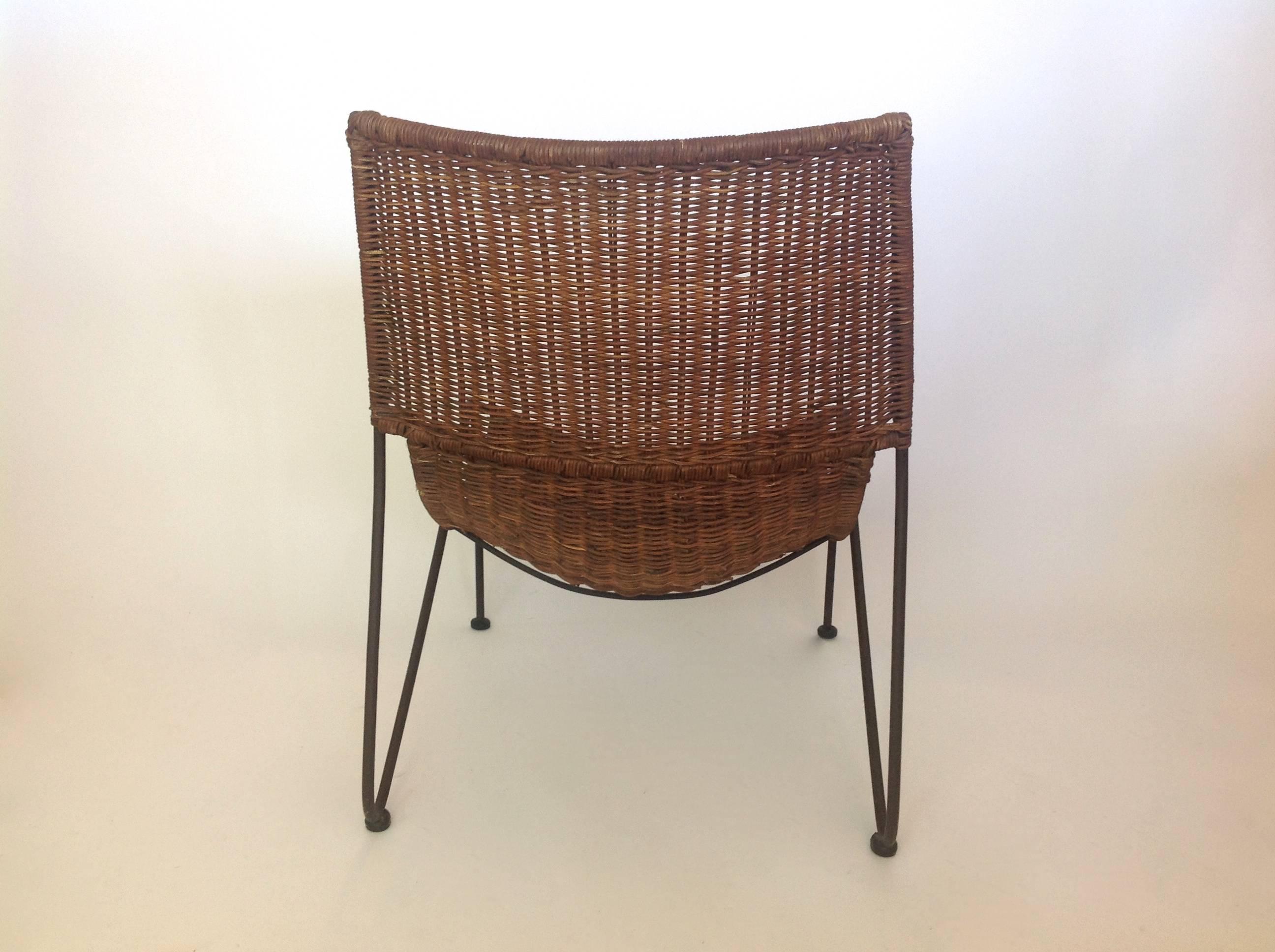 Iron and Wicker Scoop Chair 1