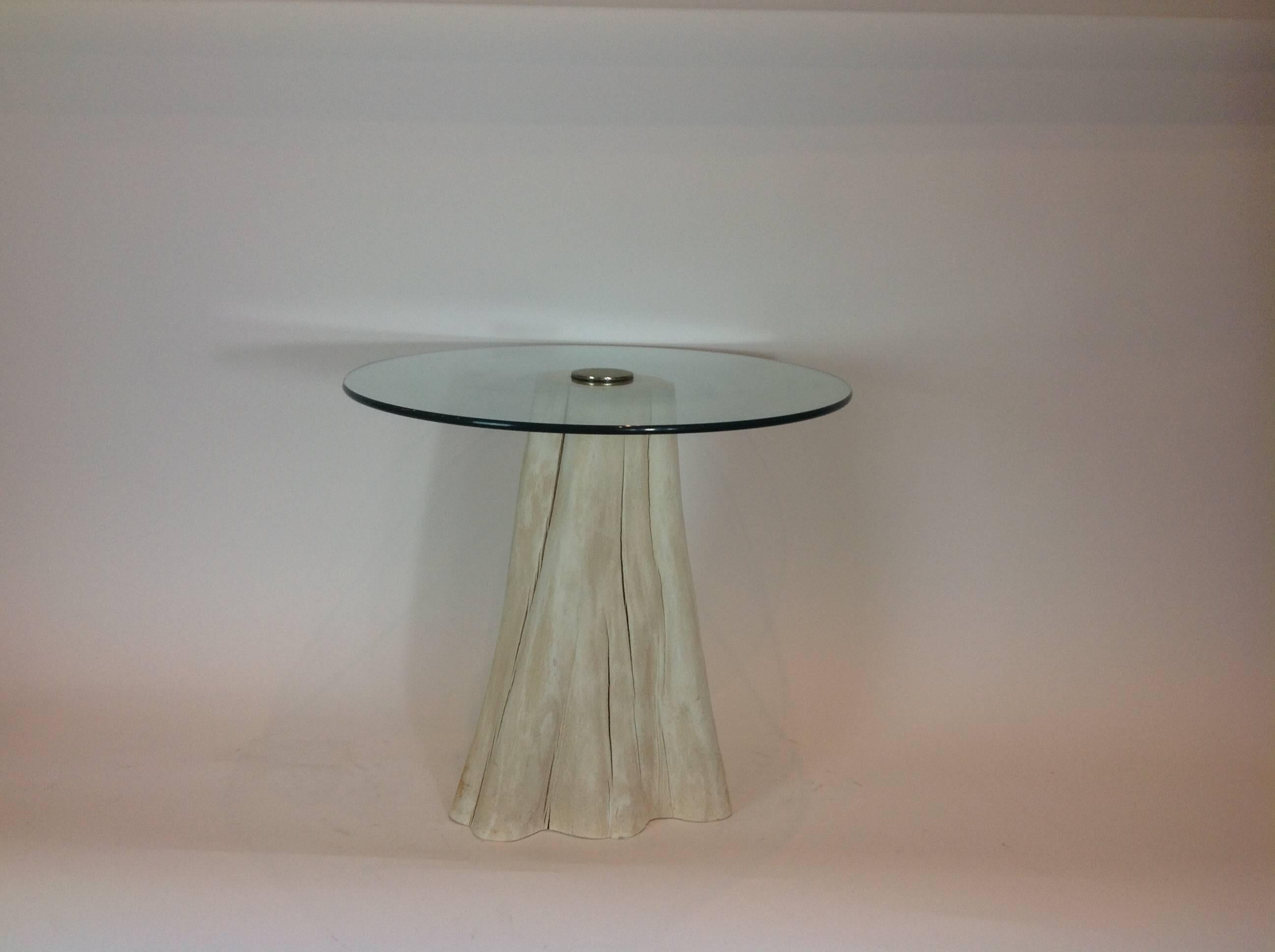 Brass Cerused Tree Trunk Side Table For Sale