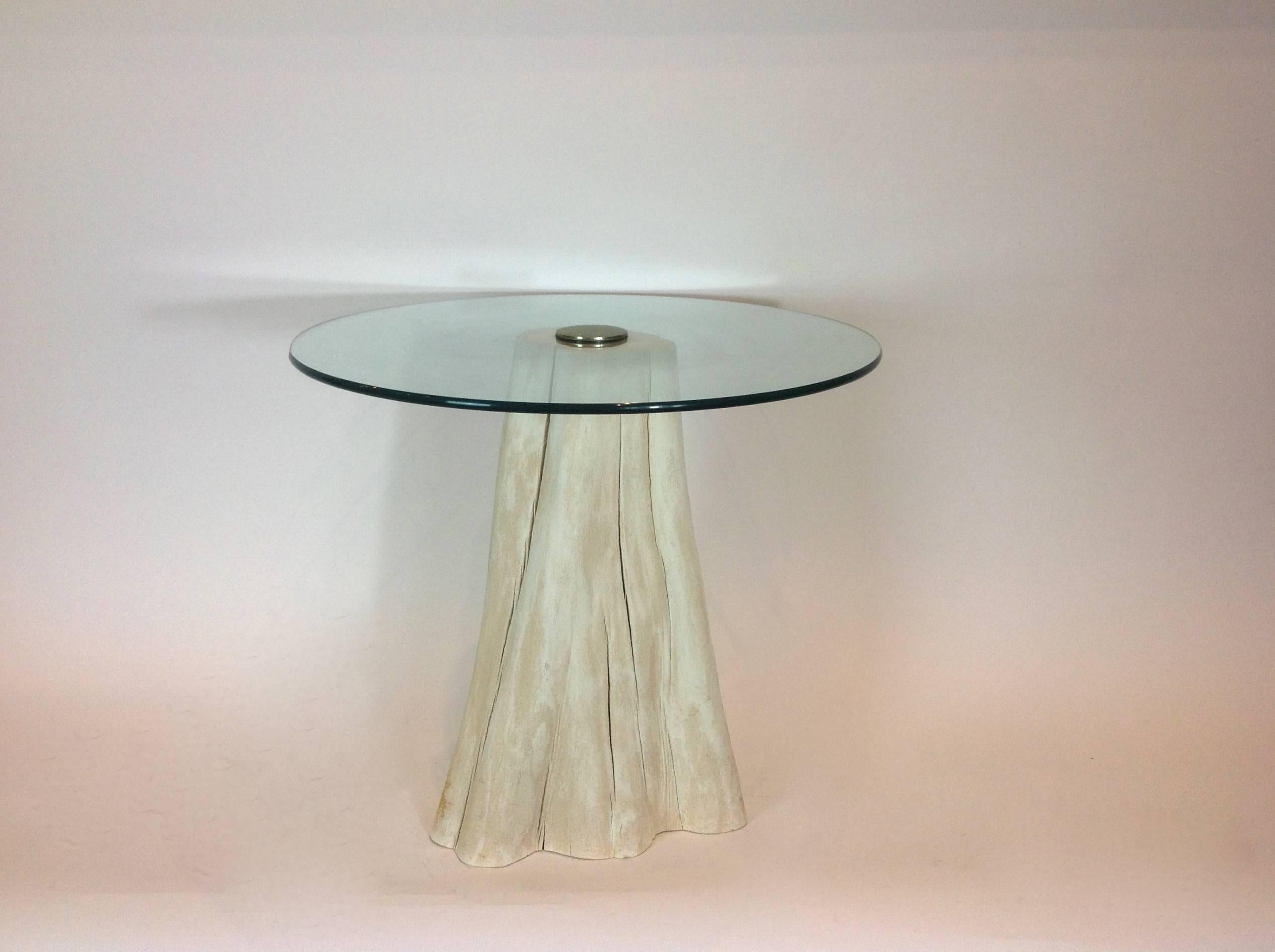 Late 20th Century Cerused Tree Trunk Side Table For Sale