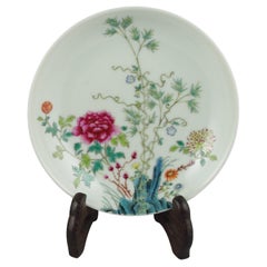 Antique Chinese Famille Rose Fencai Porcelain Saucer Dish Qing Guangxu Late 19c