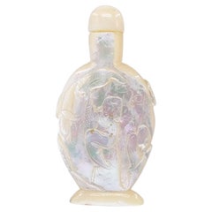 Retro Chinese Cameo Carved Mother-Of-Pearl MOP Snuff Bottle PRoC 5/6/7 period