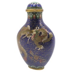 Late Qing Chinese Cloisonné Dragon Snuff Bottle Qianlong Mark late 19c