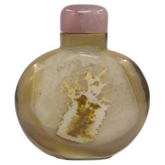 Large Antique Chinese Banded "Floater" Agate Snuff Bottle, Late Qing c.1900
