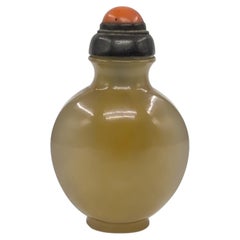 Antique Chinese Translucent Agate Snuff Bottle with Mounted Stopper Qing c.1900