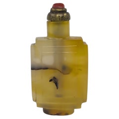 Antique Chinese Yellow Agate Rectangular Snuff Bottle, Qing, c.1900