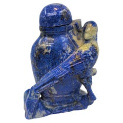 Chinese Carved Lapis Lazuli Figural Snuff Bottle with Bird, RoC c.1920