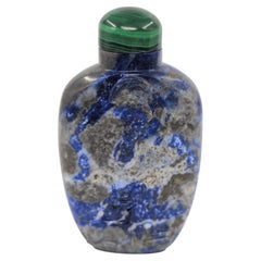 Fine Chinese Carved Lapis Lazuli Deer & Bat Snuff Bottle, Qing c.1900