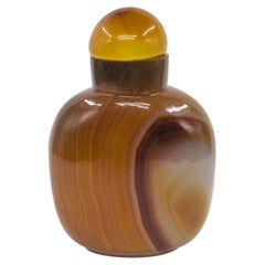 Antique Chinese Banded Agate Snuff Bottle, Wood-Grain Pattern ROC Early 20c