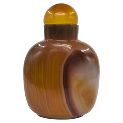 Antique Chinese Banded Agate Snuff Bottle, Wood-Grain Pattern ROC Early 20c