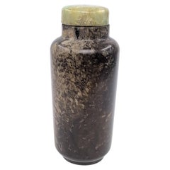Antique Chinese Fossil Stone Snuff Bottle with Jadeite Stopper, Qing, 19c