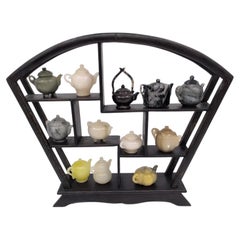 Fine Chinese Carved Shoushan Stone Miniature Teapot Collection, 12 Pieces, 20c