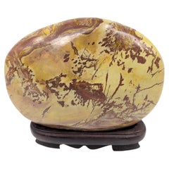Chinese Pictorial Hardstone Scholar’s Viewing Stone Hardwood Republic Early 20c