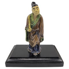 Antique Chinese Shiwan Mudman Flute Player Figure Late Qing to Republic c.1900